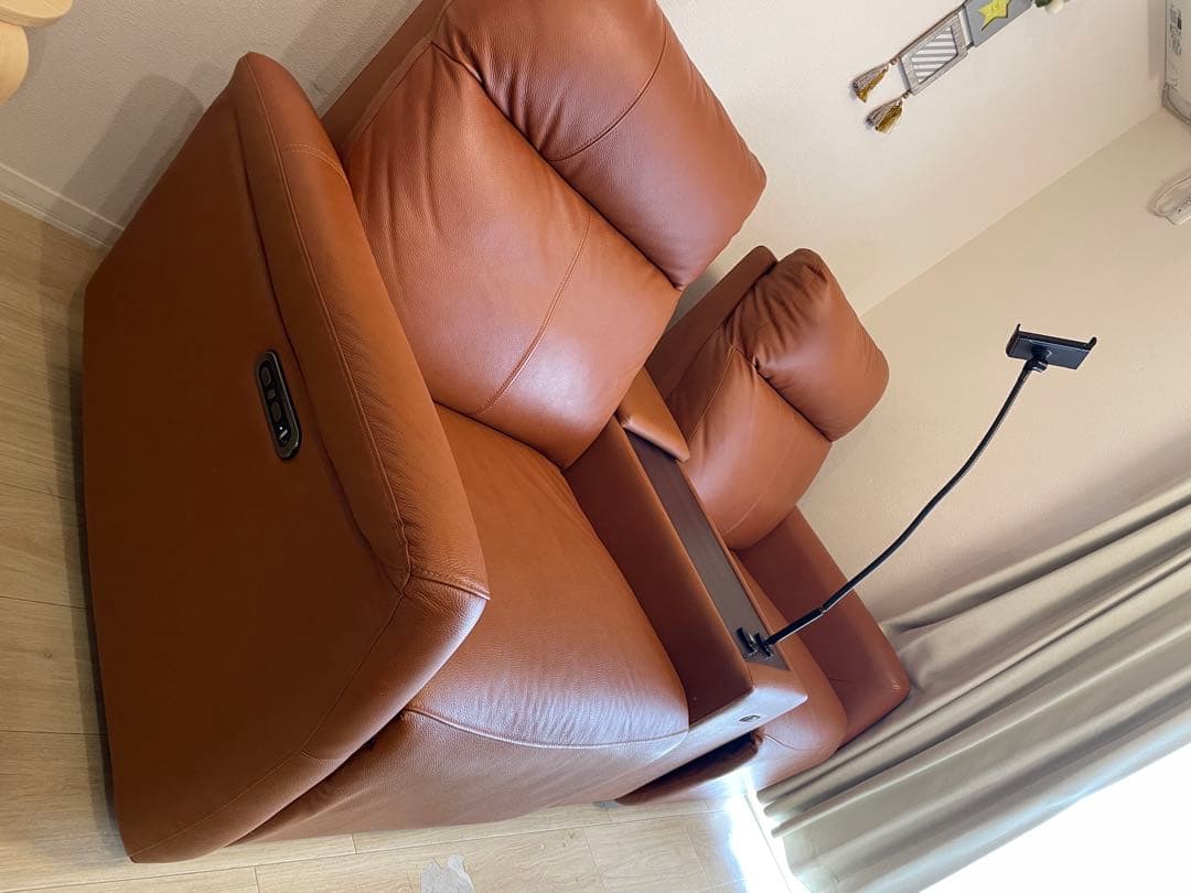 ブラウン レザー リクライニングソファ