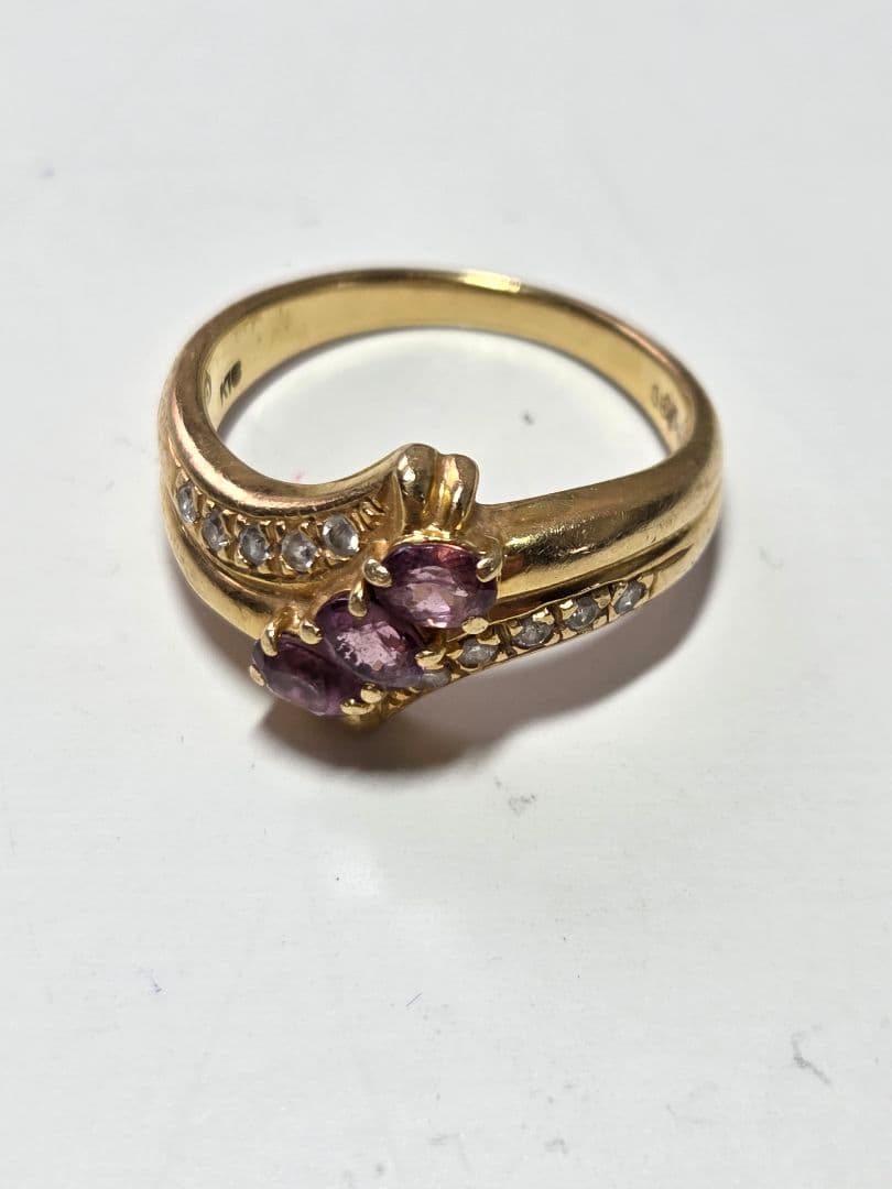 ト*ー様 金製リング ピンクトパーズ ダイヤモンド風