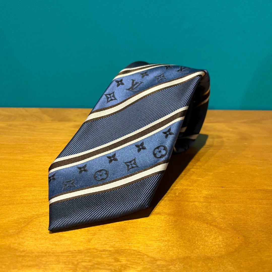 ルイ・ヴィトン ネクタイ ネイビーブルー