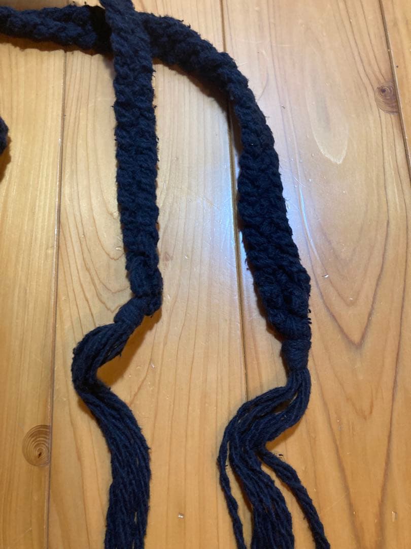 ナンバーナイン黒ブラック編み込みベルト フリンジ付きnumbernine