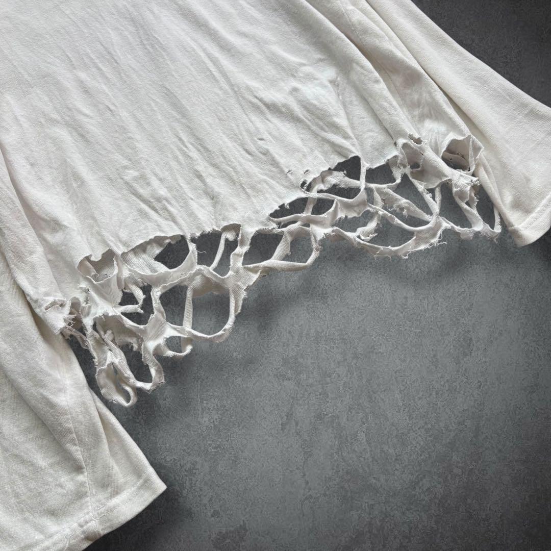 00s ダメージ ラメ ロンＴ 長袖 y2k 平成 グランジ ギャル お兄系