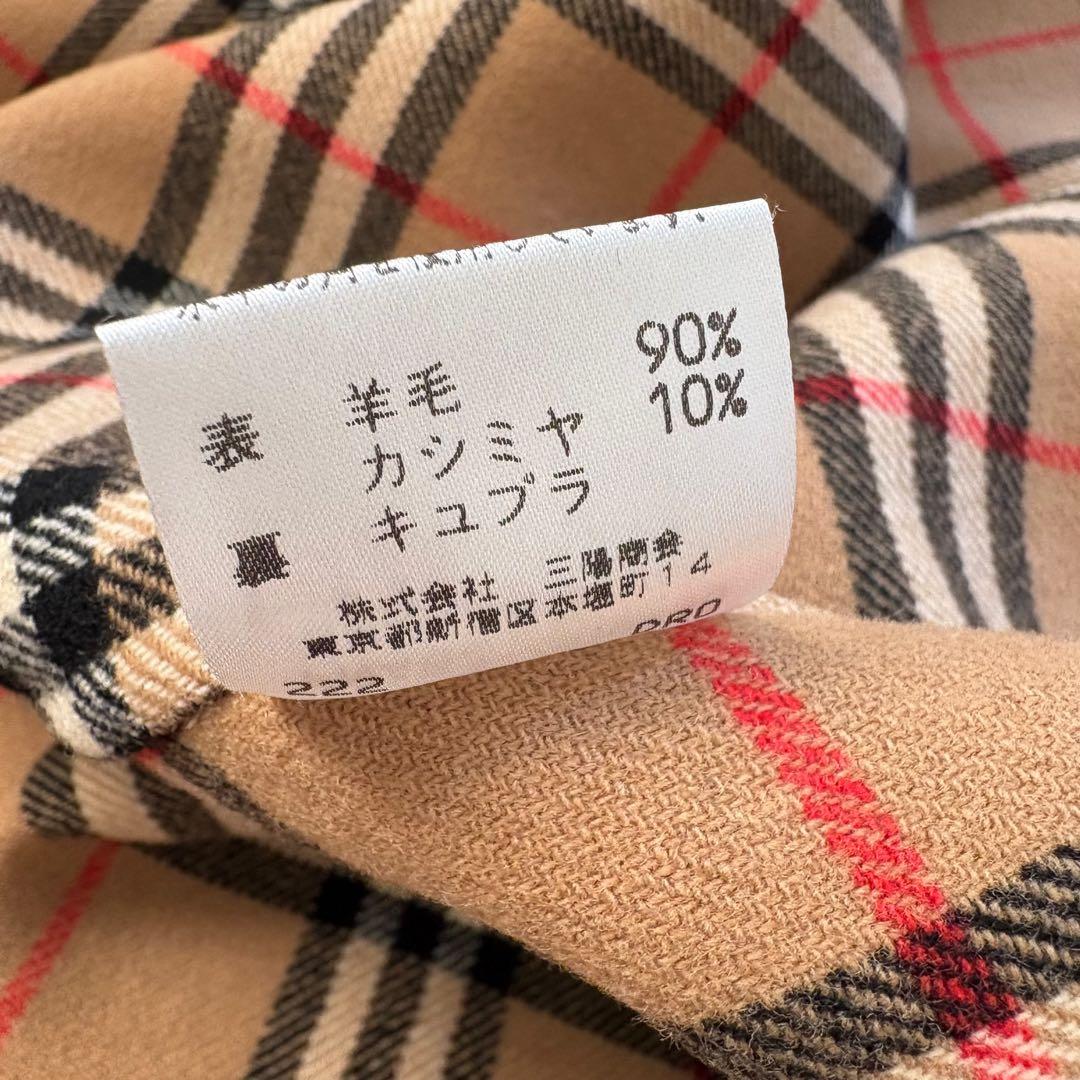 極美　バーバリーズ　ノバチェック　フーテッドコート　ダッフル　カシミヤ L