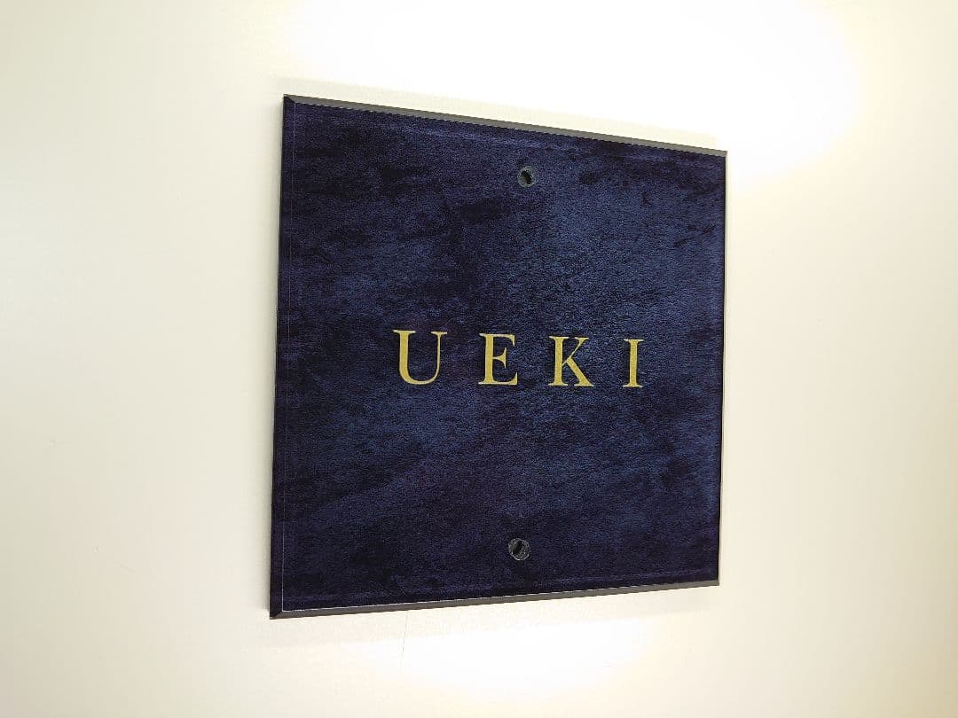 nao＊ステンレスブラック背景アクリル表札＊4辺45度斜めカット＊ＵＶ印刷