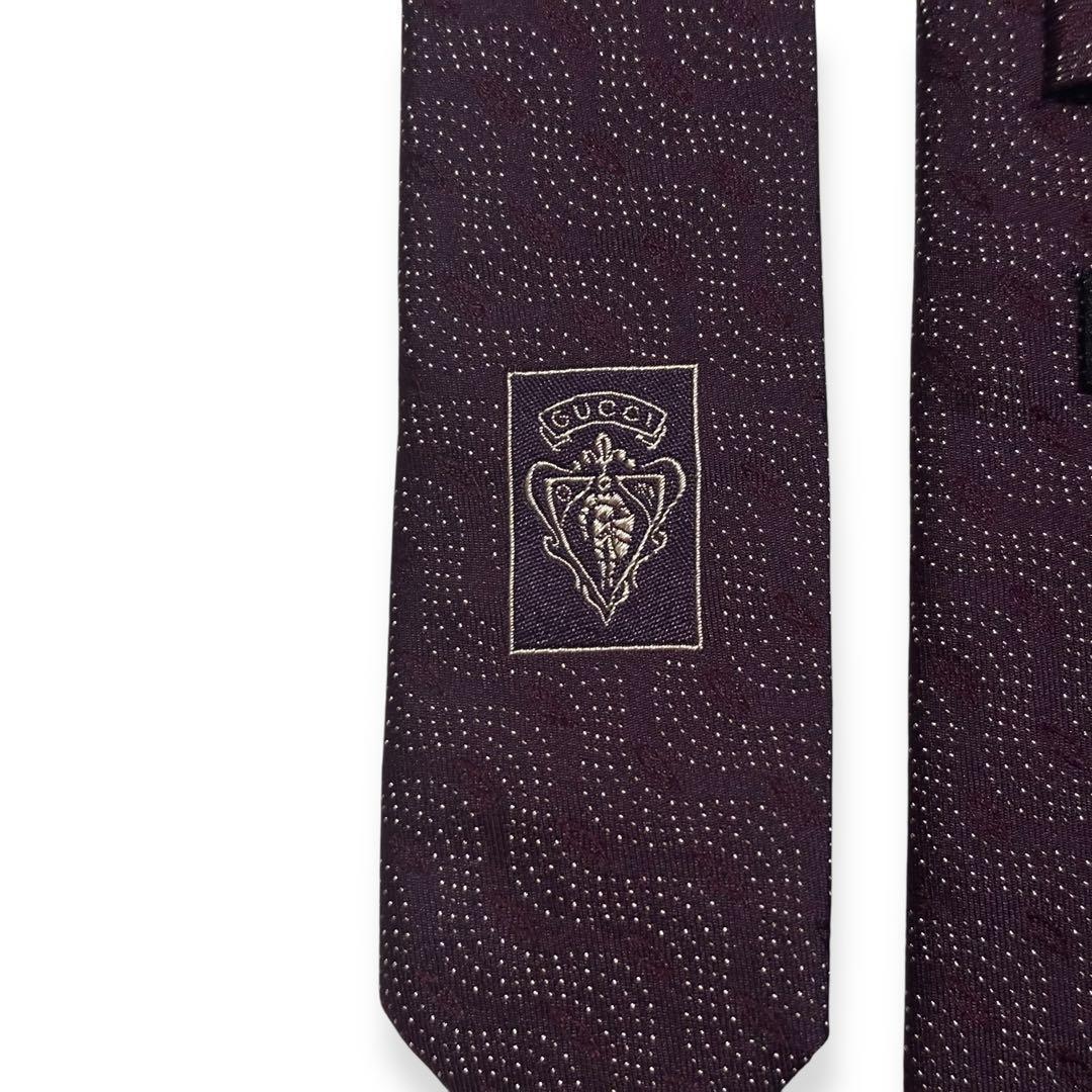 美品✨GUCCI ネクタイ　グッチ　ボルドー　ワインレッド　ジャガード
