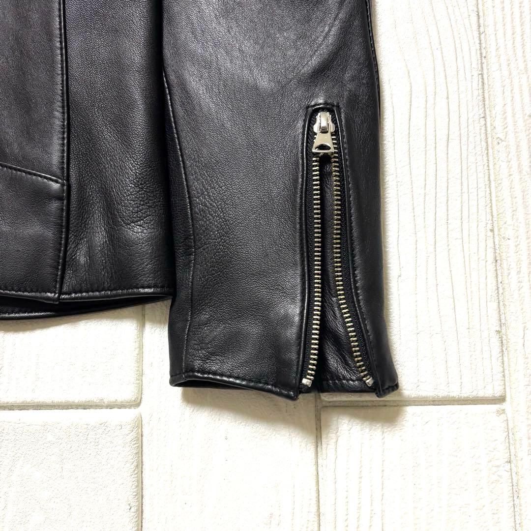 美品 STUDIOUS シングル ライダース ジャケット 羊革 ブラック 黒 M