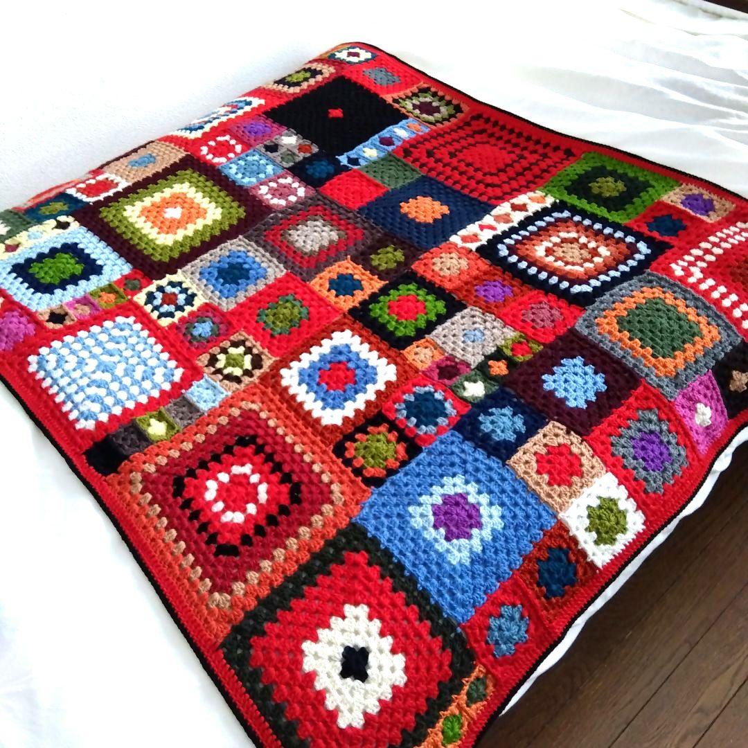 モチーフ編みブランケット　マルチカバー