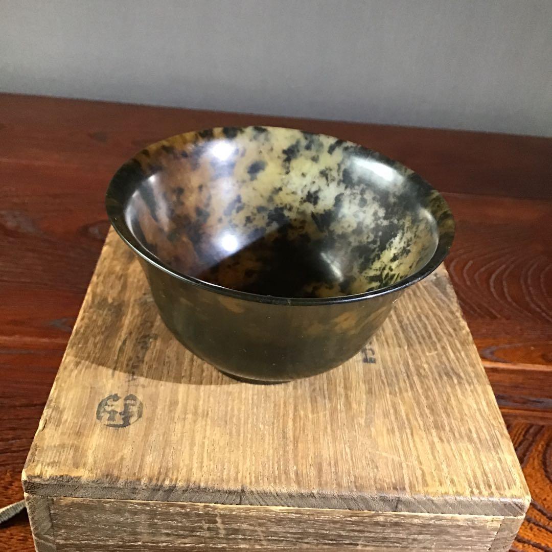碧玉　鼈甲手茶碗　清朝