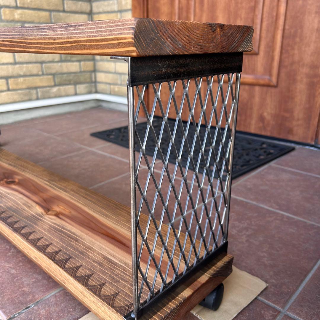 アイアンラック　2段アイアンラック　キャスター付き　シューズラック　テレビ台