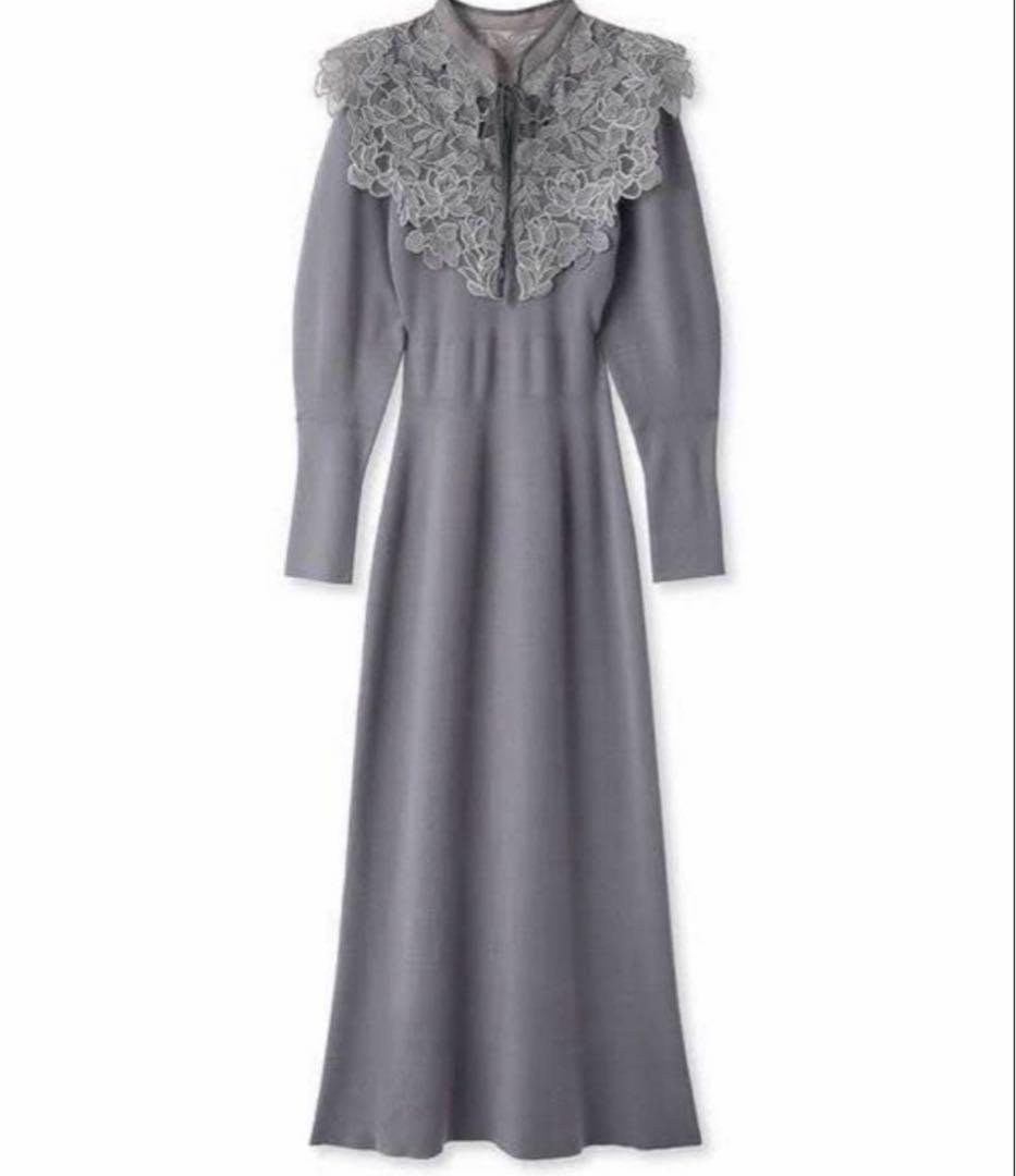 Snidel エンブロイダリーカラードッキングニットワンピース