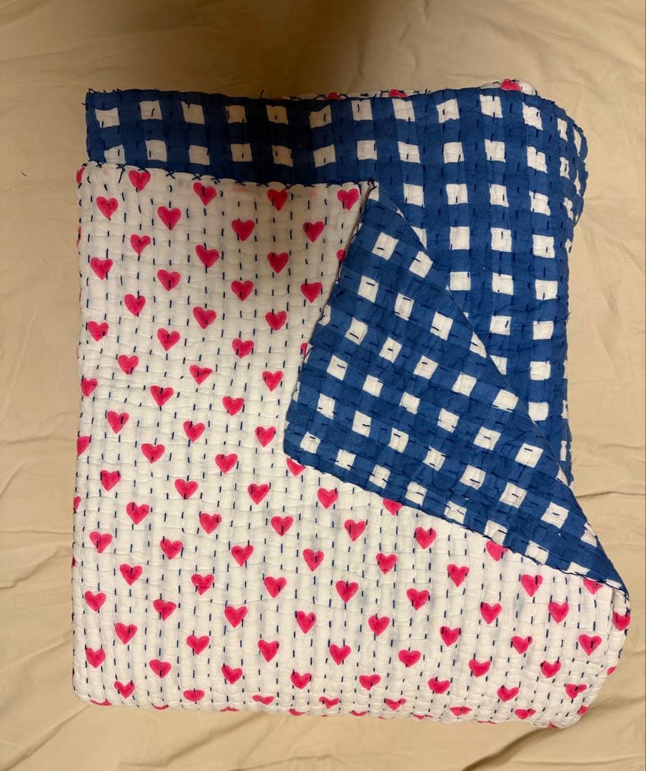 SZ brockprintハートキルト ブランケット リバーシブル ブランケット