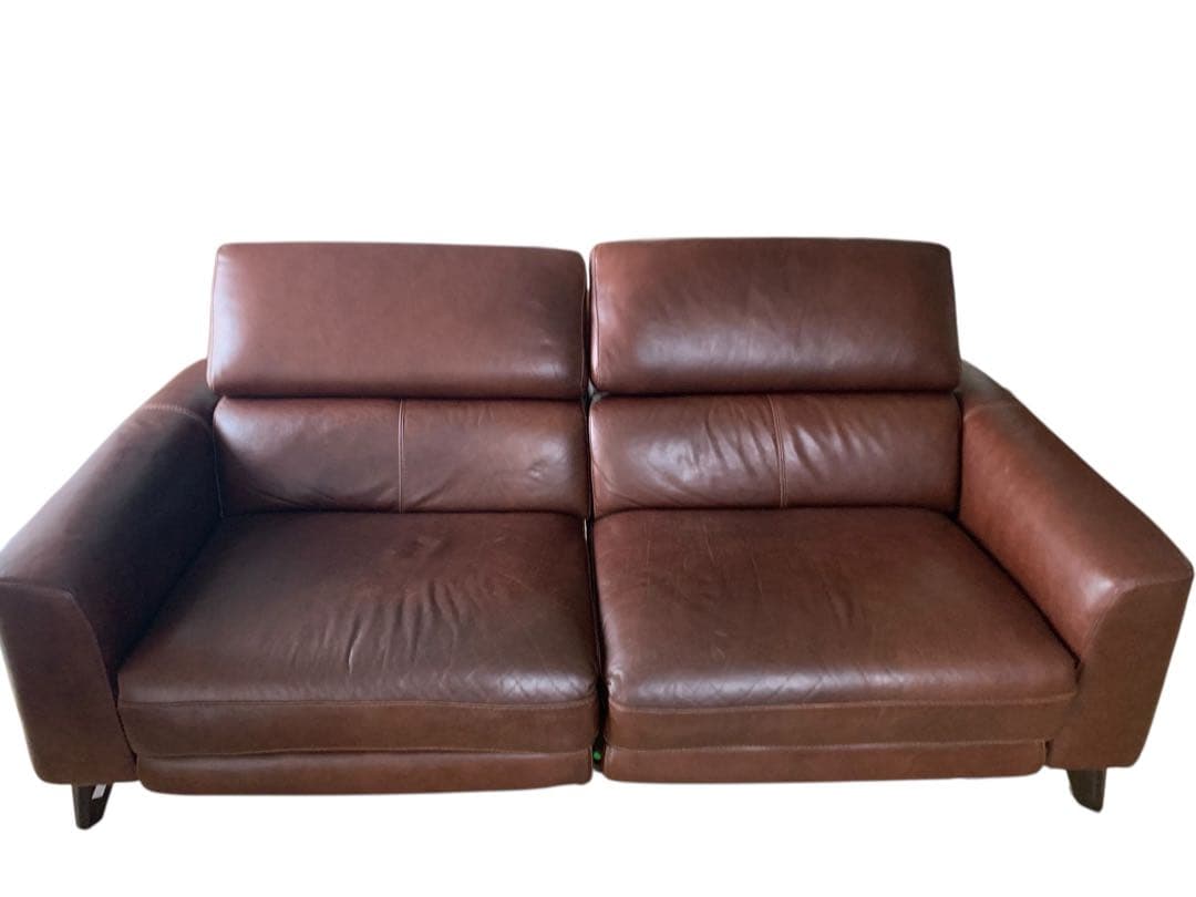 ニトリ Nビリーバ2 電動リクライニングソファ2人掛け本革ブラウン 大阪限定