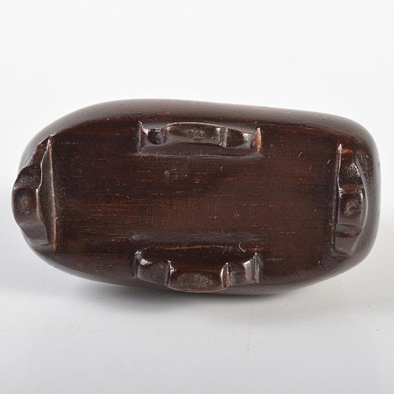 中国　玉石彫刻　象刻　置物　唐木台付　M　R7080