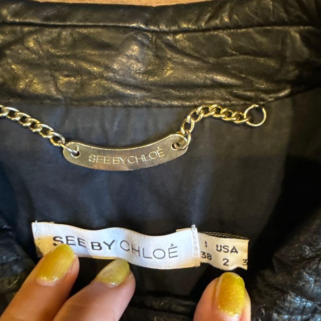 SEE BY CHLOÉ ブラックレザージャケット 38