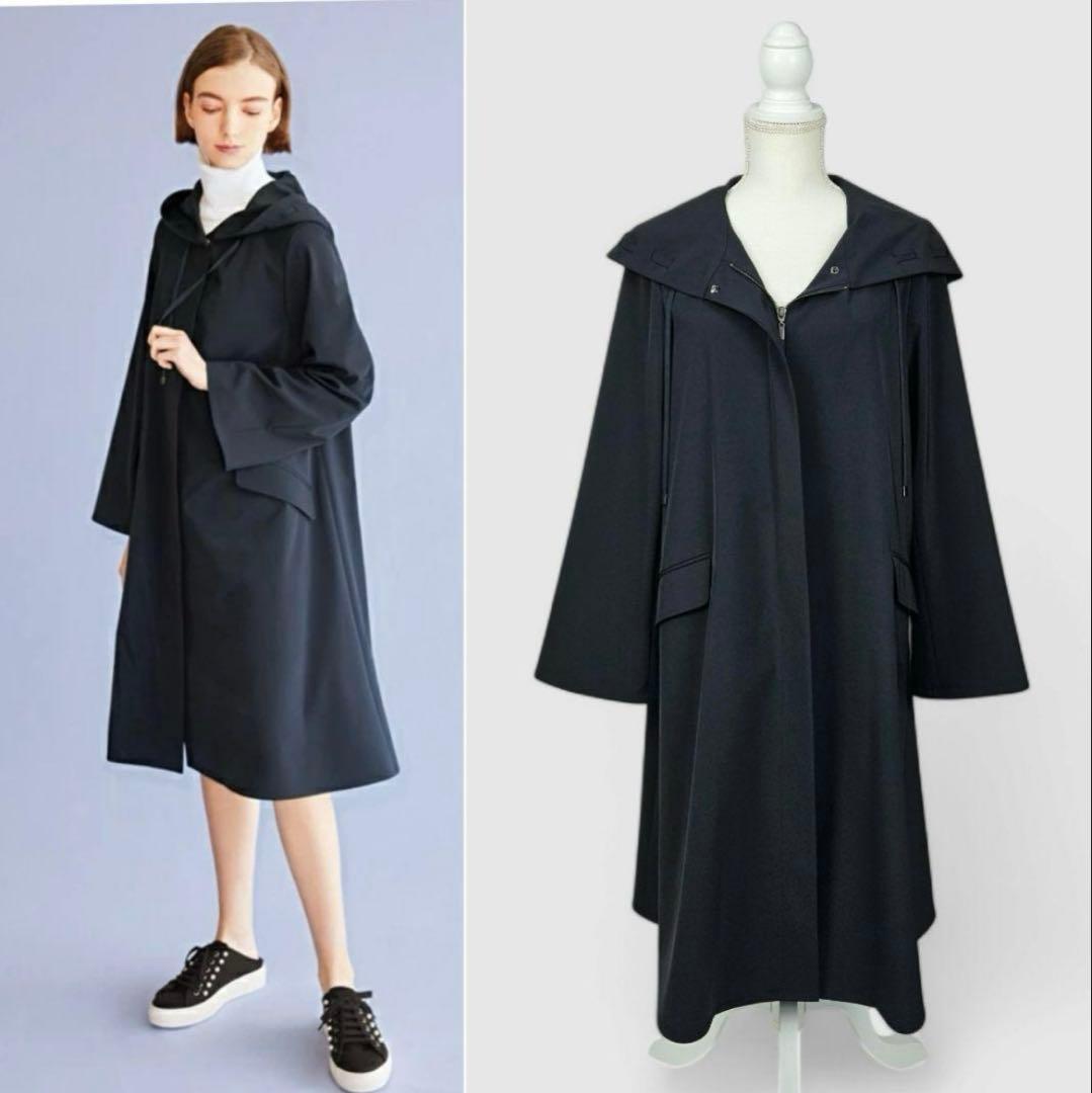 フォクシーネイビー フード付き トレンチコート
