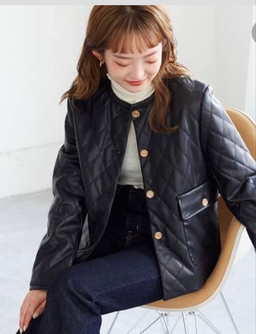 SLOBE IENA フェイクレザーキルティングジャケットジャケット