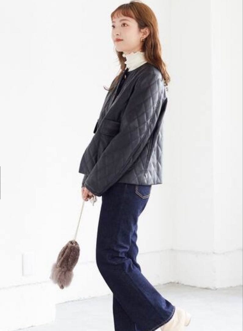 SLOBE IENA フェイクレザーキルティングジャケットジャケット