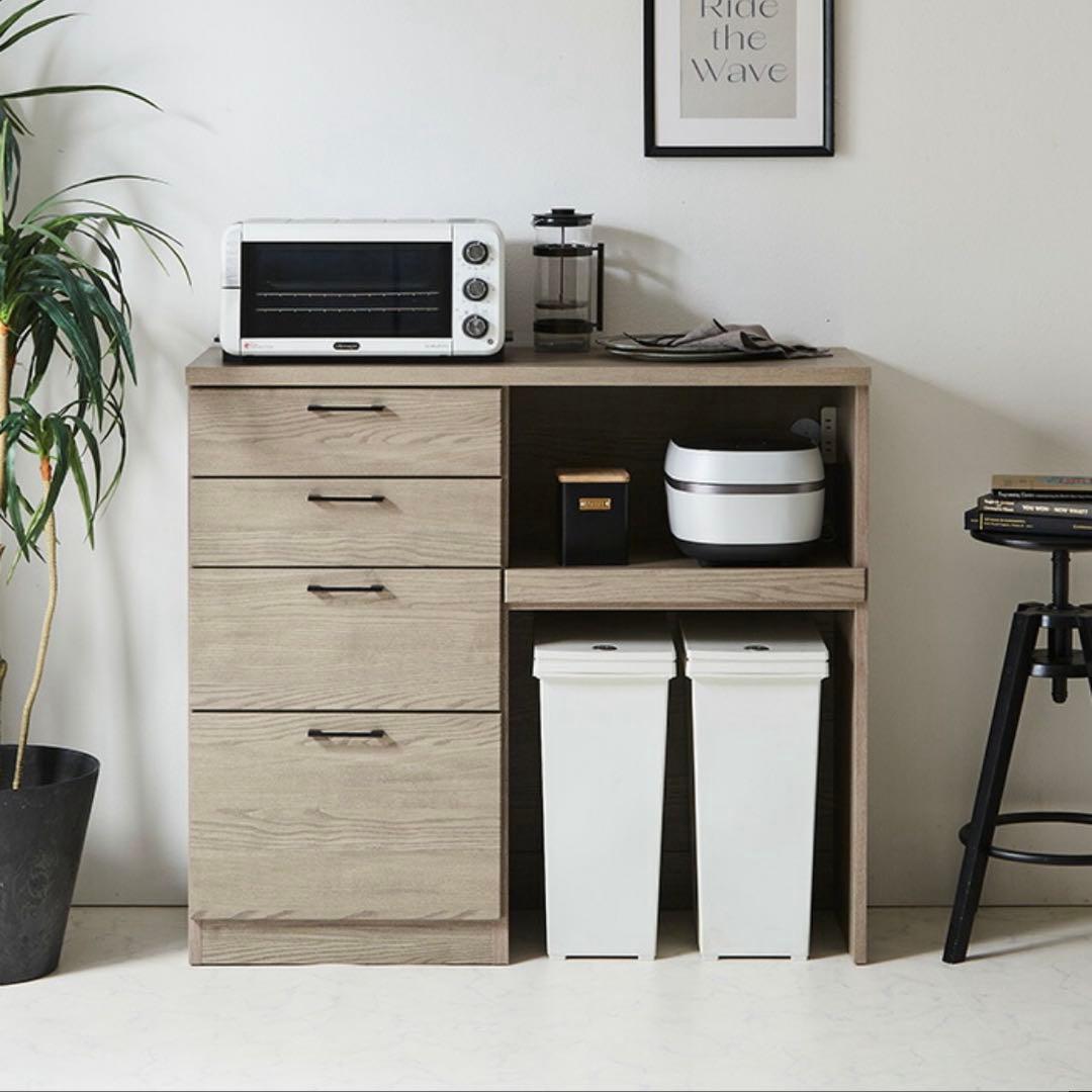 食器棚　キッチンカウンター グレー　110cm