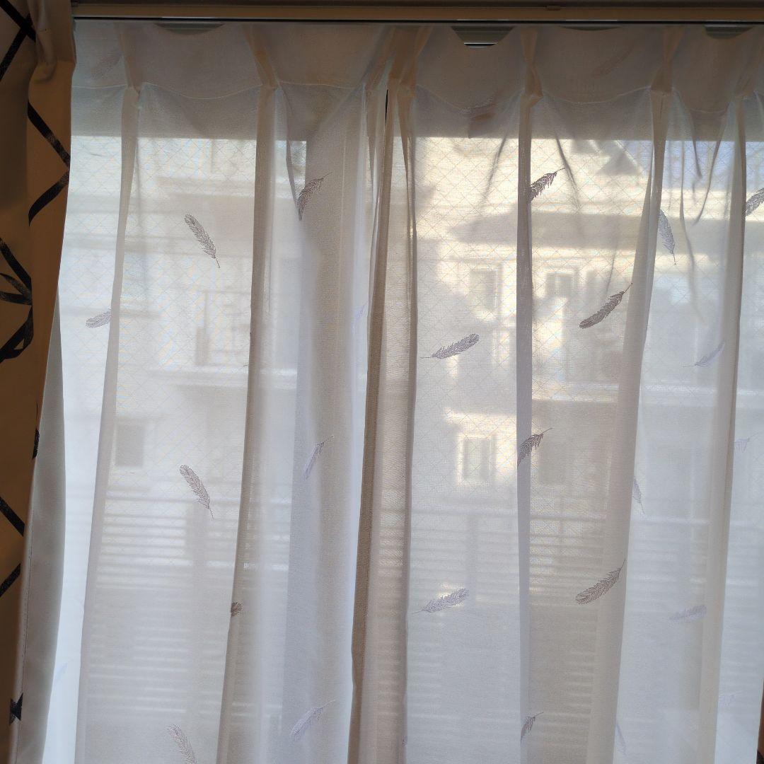 最終！新品！　Ｆｒａｎｃｆｒａｎｃ　ボルダプルマレースカーテン①１９８ｃｍ✕２枚