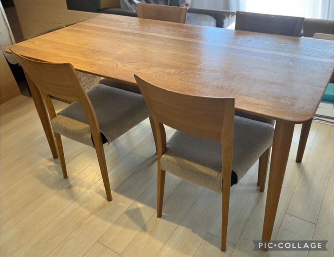 アクタス　ダイニングテーブル（椅子付きに変更）ナチュラルウッド