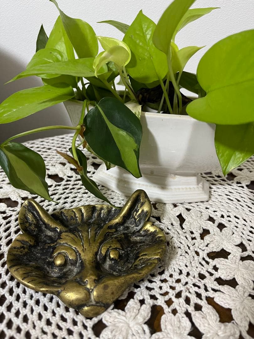 英国 猫 cat 真鍮 プレート アンティーク 1950年頃　ヴィンテージ