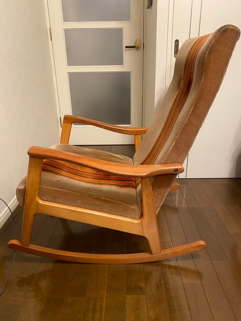 1*3様 ビンテージ　ロッキングチェア　モケット　☆ミッドセンチュリー　昭和レト