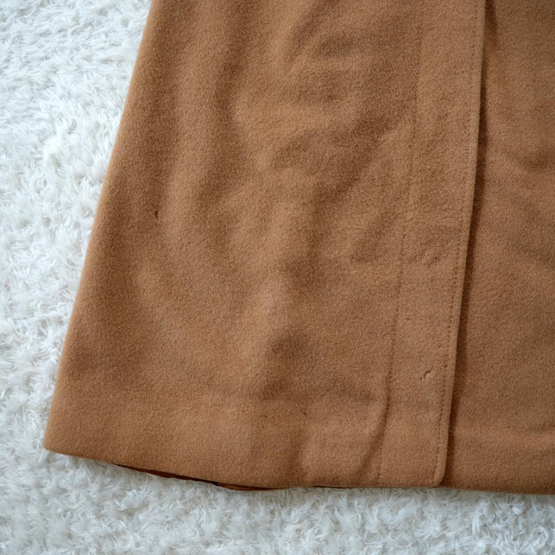 【美品】BURBERRY　キャメルヘアー100%ベルテッドロングコート　L相当