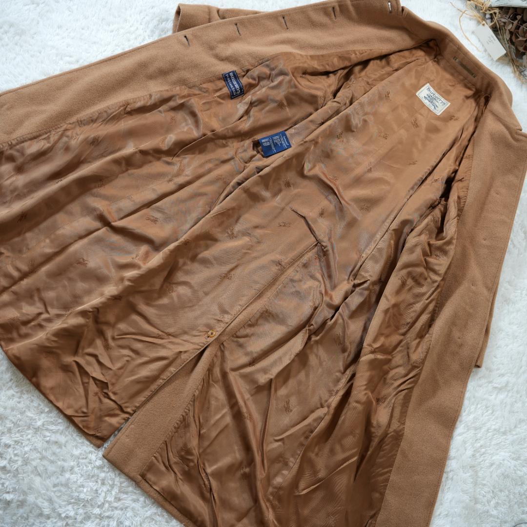 【美品】BURBERRY　キャメルヘアー100%ベルテッドロングコート　L相当