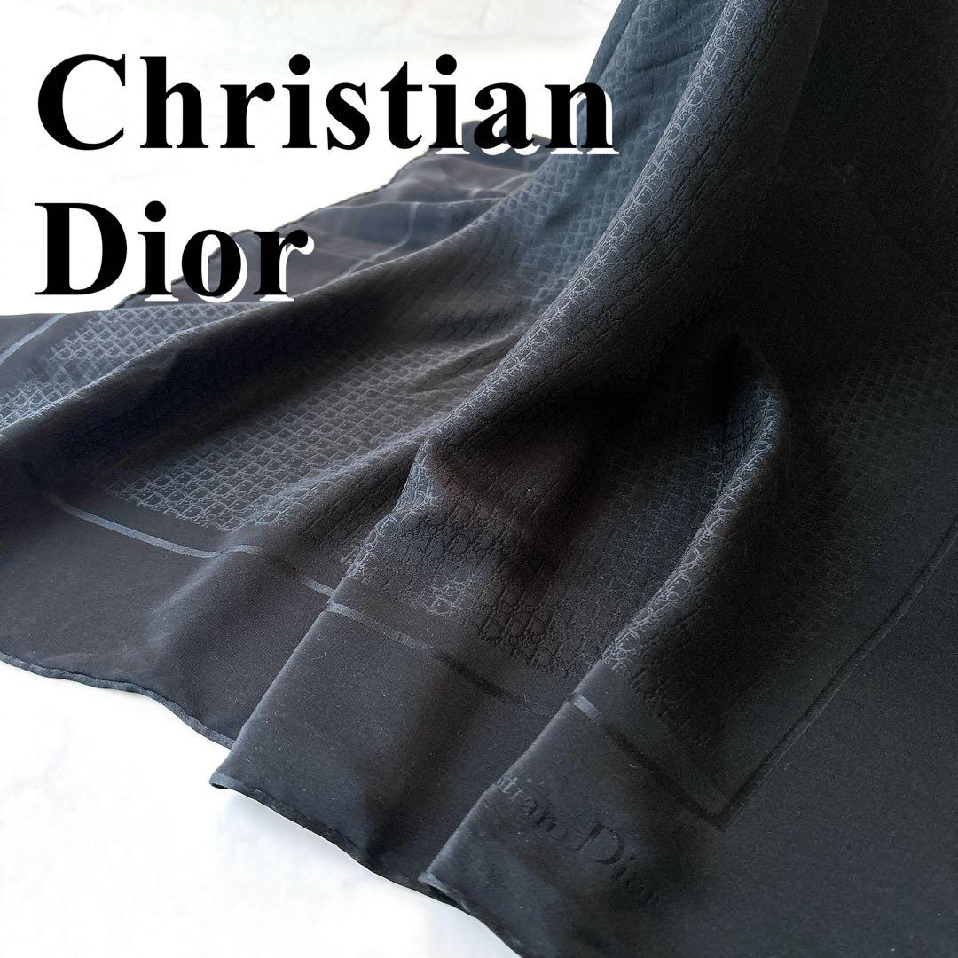 トロッター総柄 シルク スカーフ ブラック シフォン