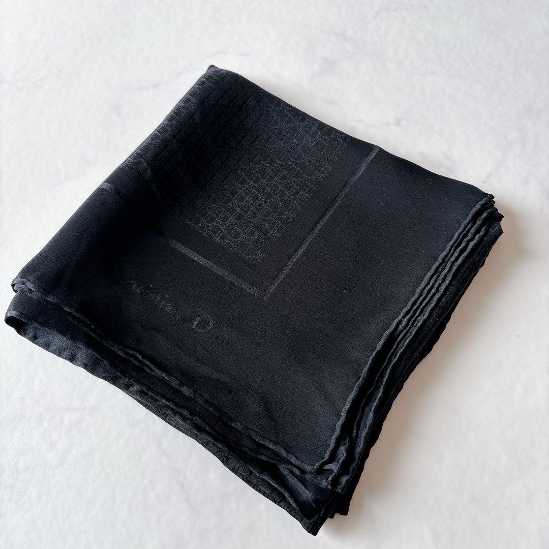 トロッター総柄 シルク スカーフ ブラック シフォン