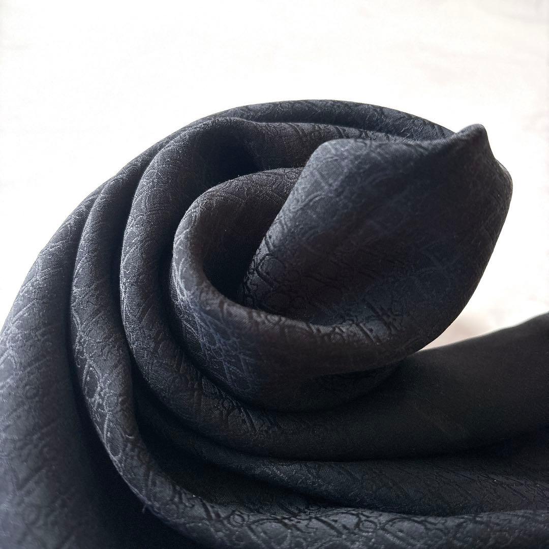 トロッター総柄 シルク スカーフ ブラック シフォン