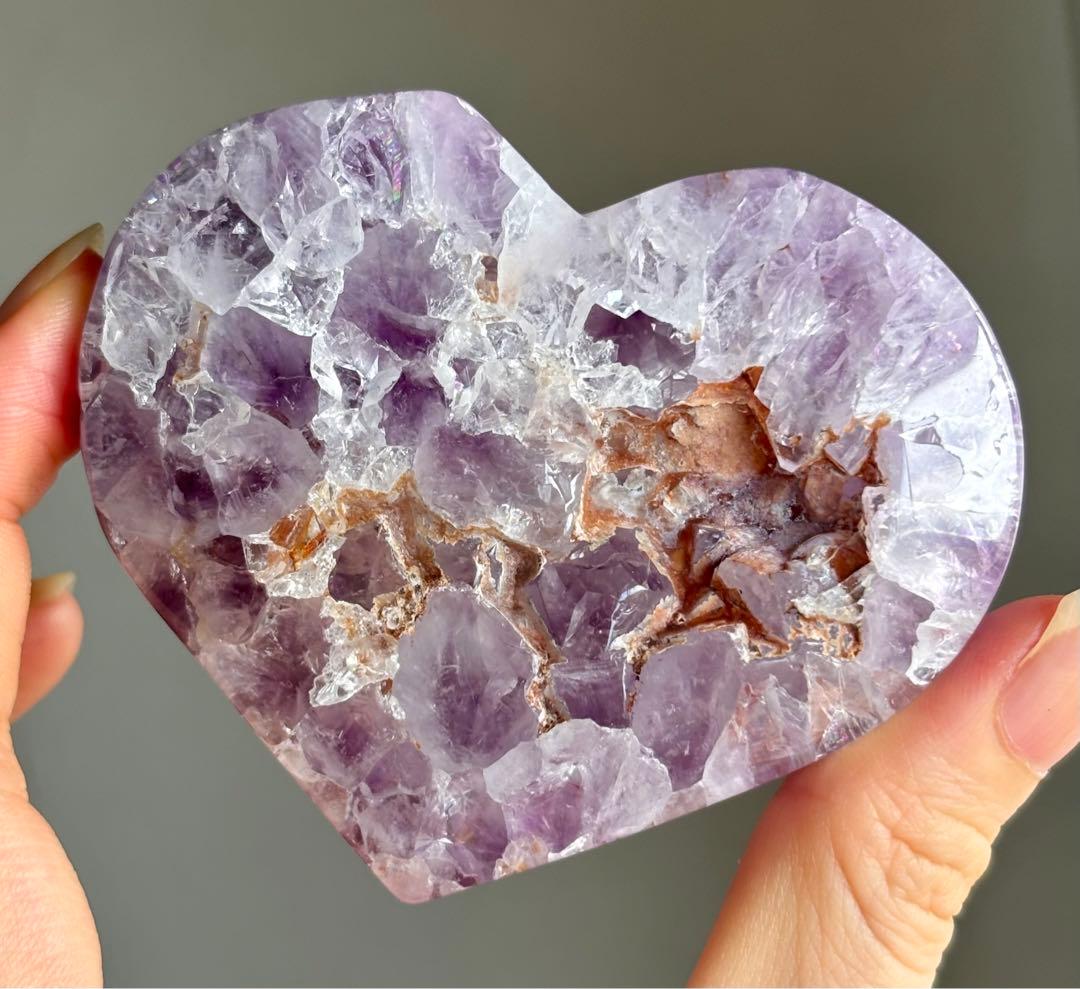 高品質　ピンクアメジスト　BIGハート　パープル