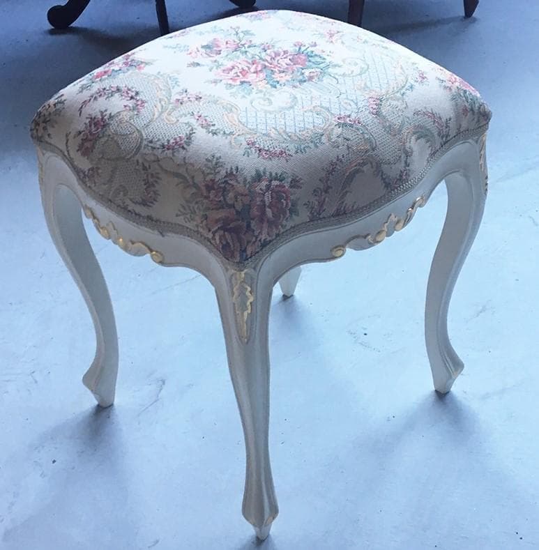 値下げ！　新品未使用　猫脚スツール　ロココ調　薔薇柄　アンティーク調 金箔張り