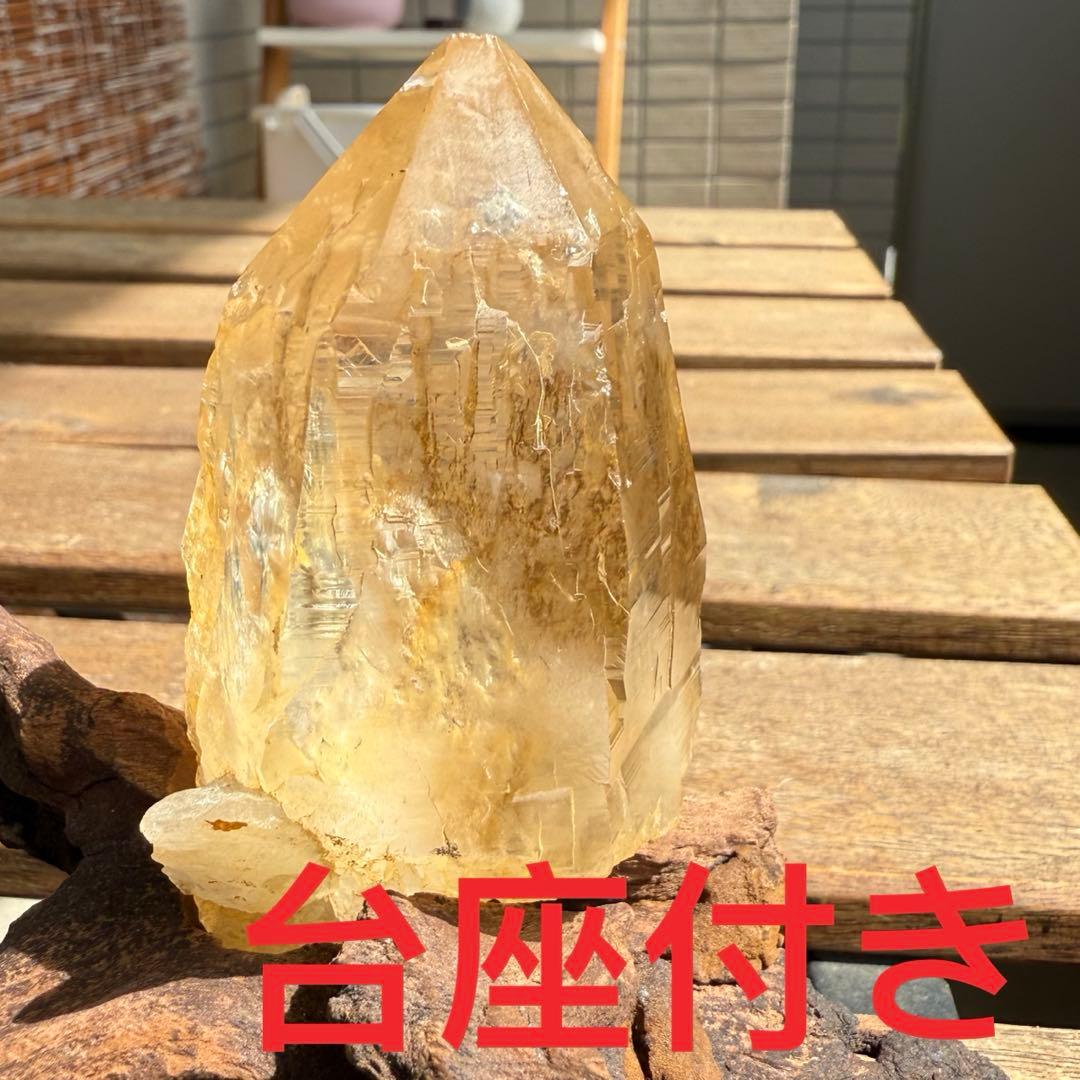 ヒマラヤ水晶　ゴールデンヒーラー 114g 専用台座付き　成長線　接合線 原石④