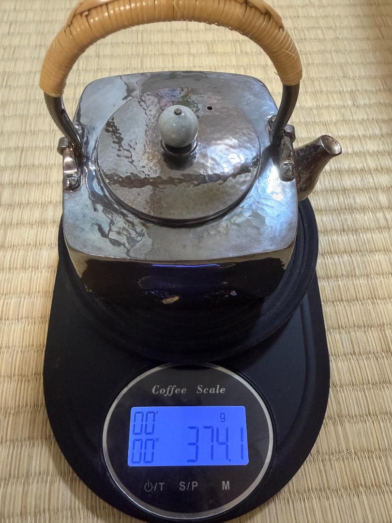 純銀製 四方湯沸 玉摘 銀瓶 煎茶道具