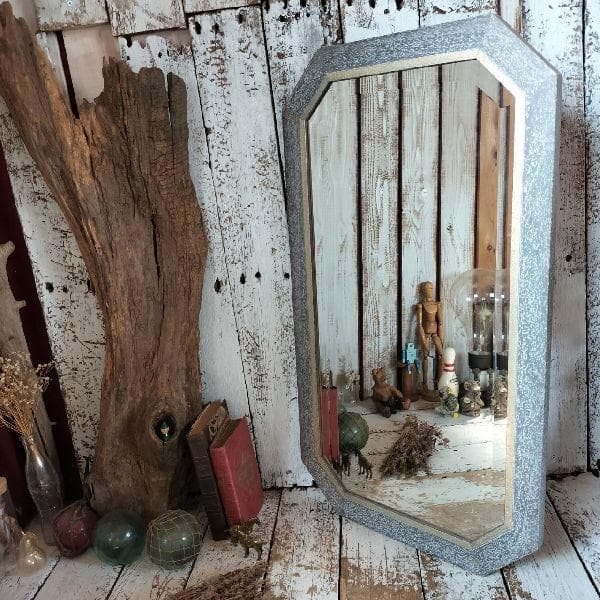 イタリア ヴィンテージ ウッドフレーム ウォールミラー 大型 木枠 壁掛け鏡