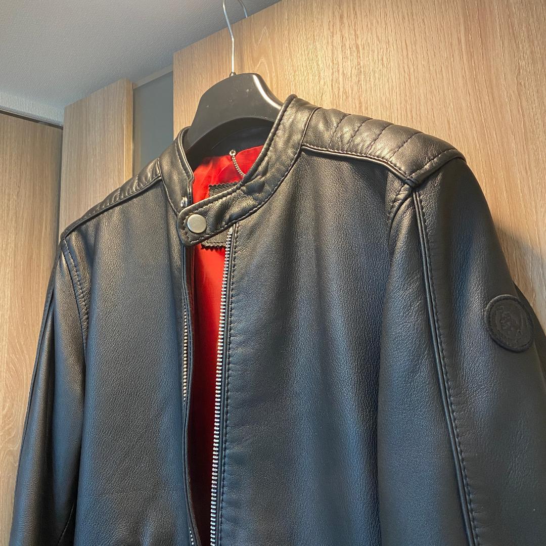 【美品】ディーゼル ラムレザー ライダース Mサイズ ブレイブマン ブラック