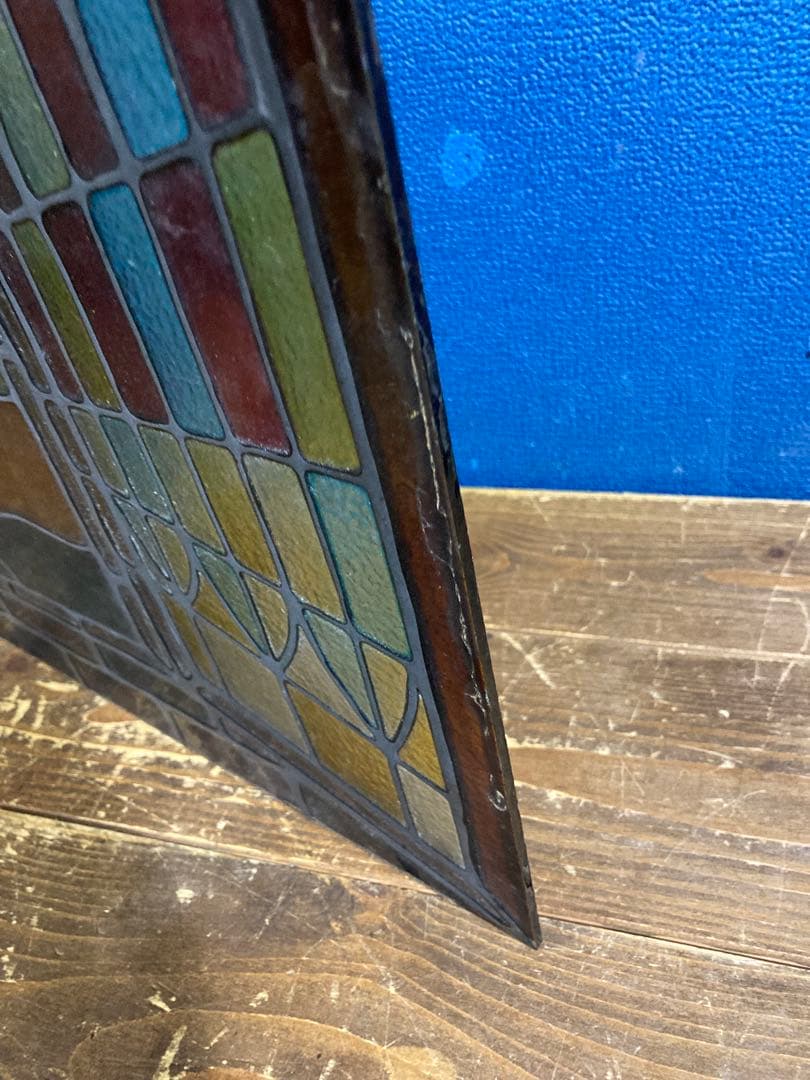 ステンドグラス　壁掛けインテリア　アンティーク調　ヴィンテージ　ユニコーン