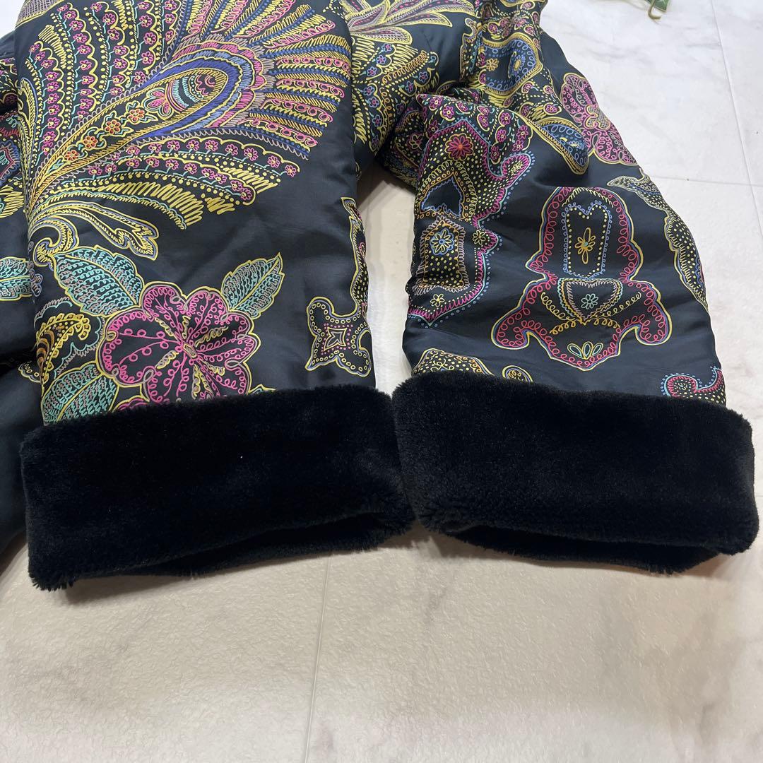 訳アリ　レオナール　シルク100%中綿コート　大きいサイズ13 総柄　ブラック