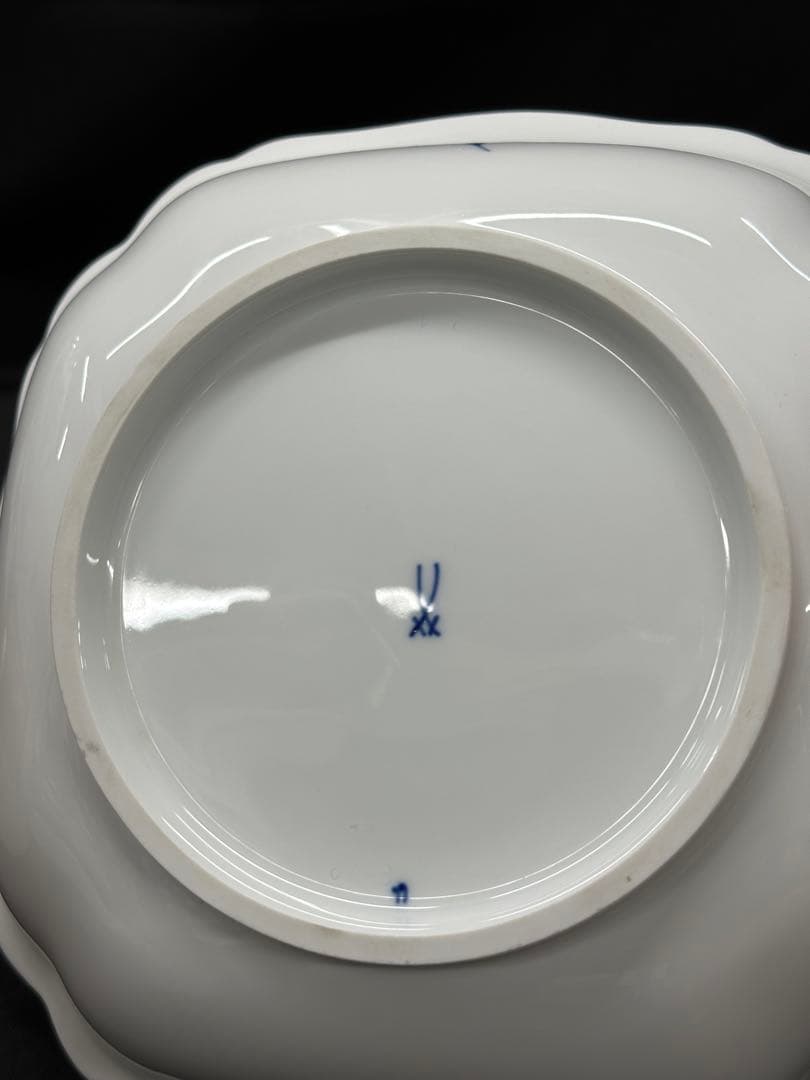 【美品】meissen マイセン　ブルーオニオン　スクエア　23cm ボウル