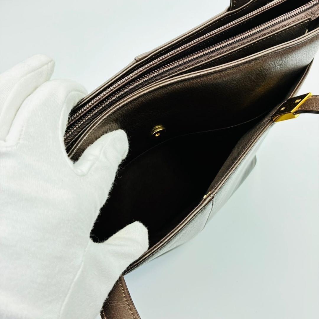 バーバリー トートバッグ ハンドバッグ レザー ゴールド金具 ダークブラウン