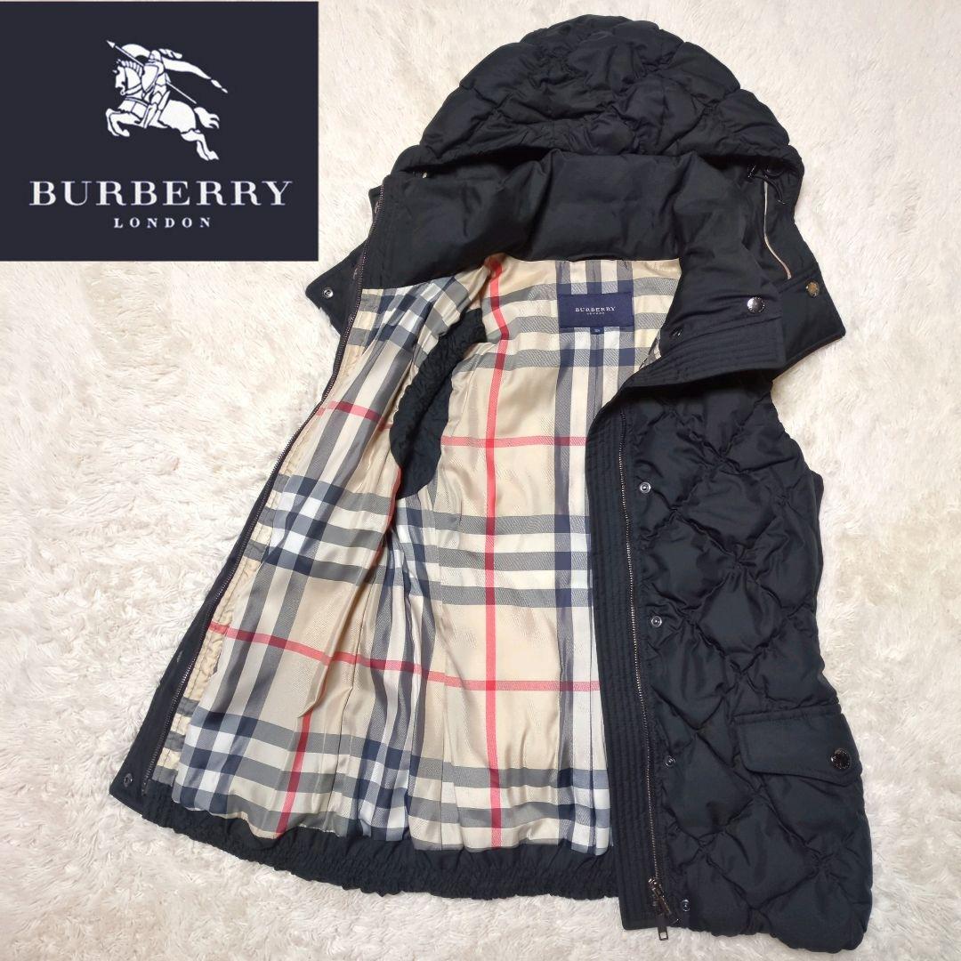 希少美品！BURBERRY LONDON　フードダウンベスト　38　メガチェック