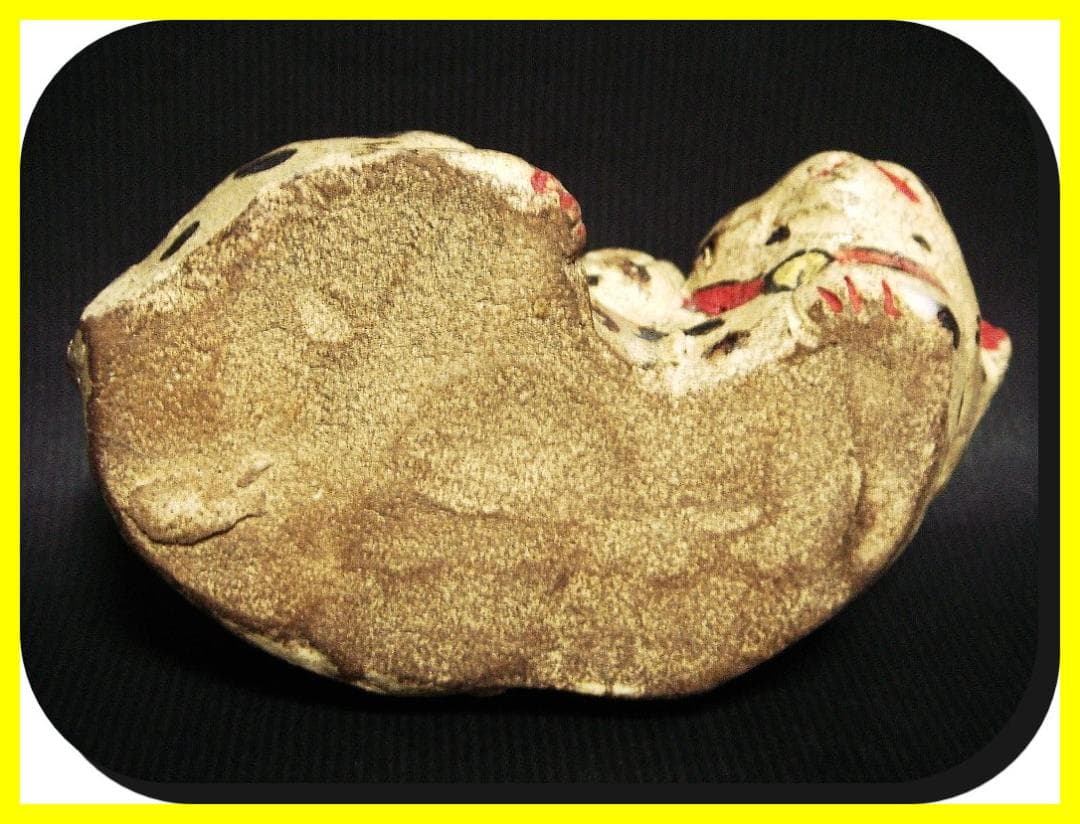 ma602⑦『ユキヒョウ 招き猫 横』陶器　/骨董品 古美術 アンティーク 古玩