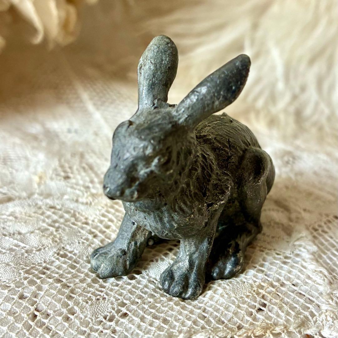 19世紀うさぎフィギュア　オブジェ　ペーパーウェイト　フランスアンティーク