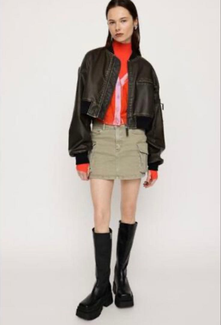 SLY スライ VINTAGE F/LEATHER CROP ブルゾン レザー