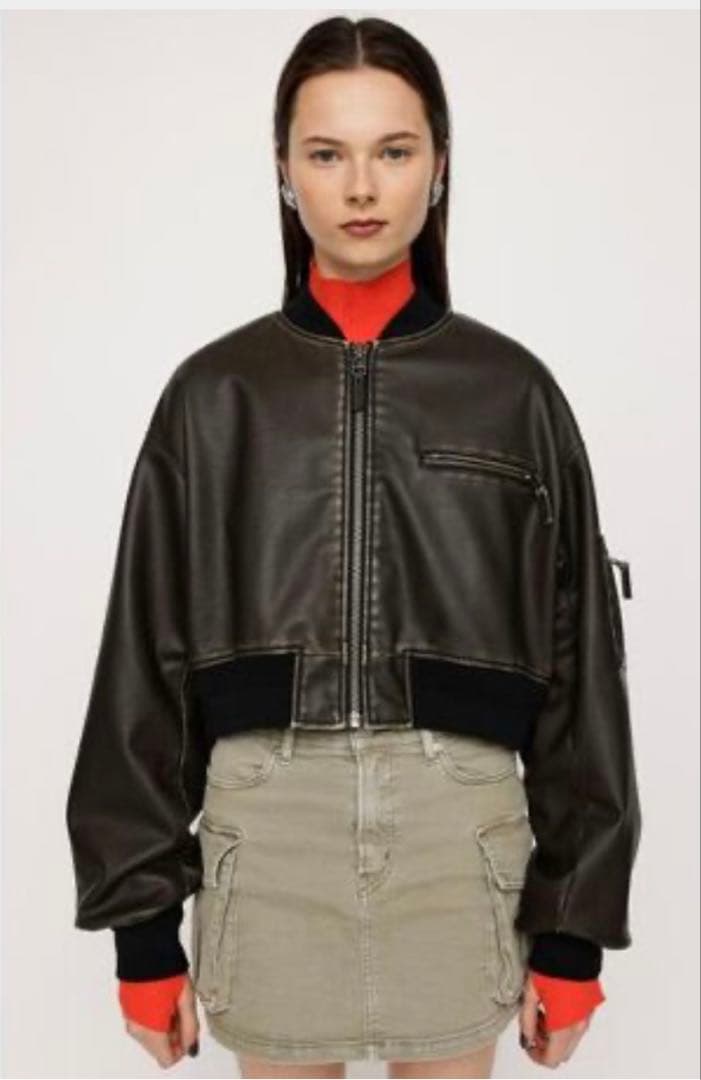 SLY スライ VINTAGE F/LEATHER CROP ブルゾン レザー