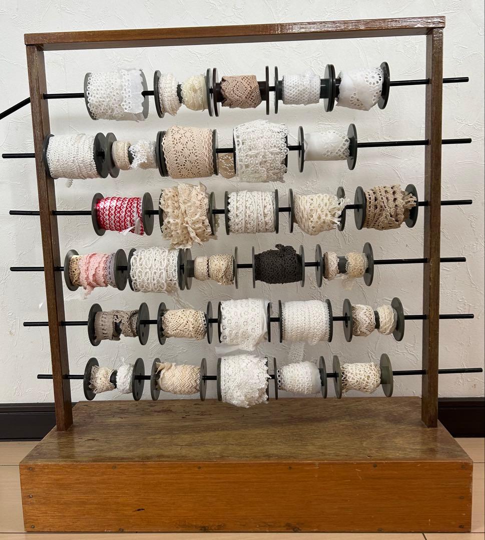 おぱぴん 【木製糸巻きラック】レース30個付き♪ウッドシェルフ