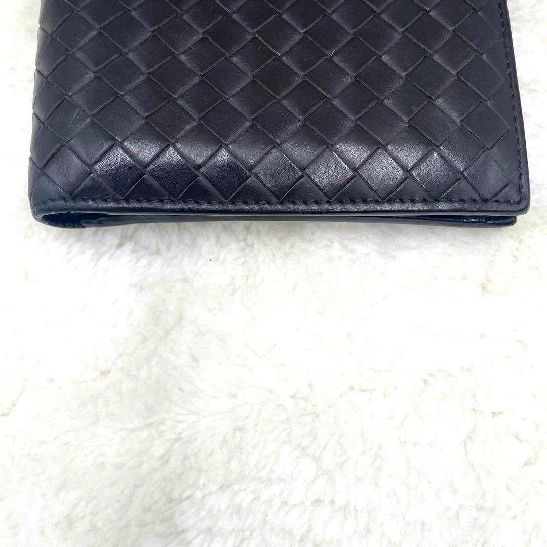 美品 ボッテガヴェネタ 2つ折り 財布 イントレチャート ダークブラウン