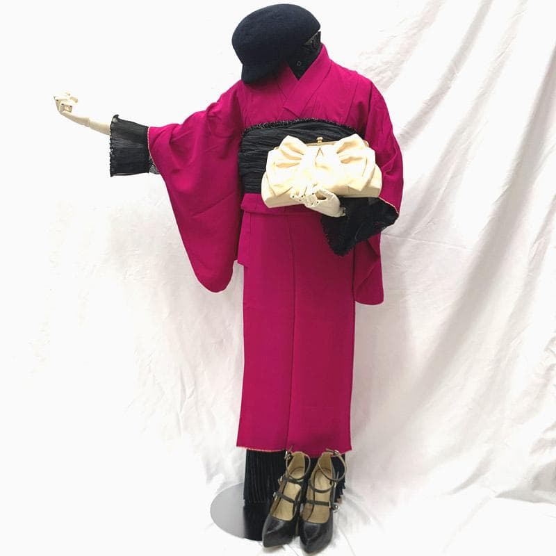 502aj35■アンティークジュニア着物 色無地 和洋MIX ■状態良好