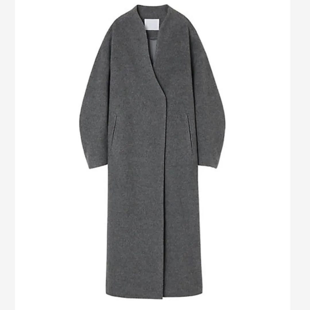 マメクロゴウチ Mame Kurogouchi ウールカシミヤ ノーカラーコート