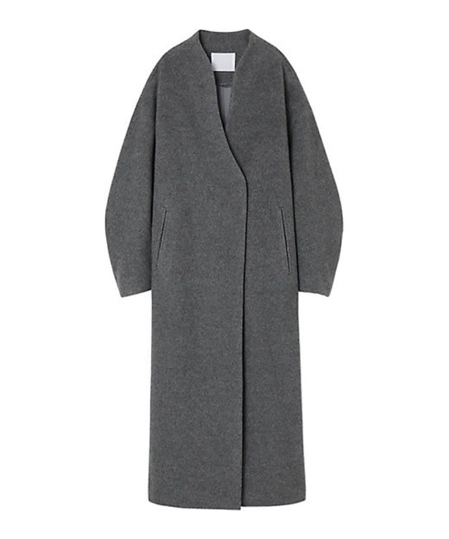 マメクロゴウチ Mame Kurogouchi ウールカシミヤ ノーカラーコート